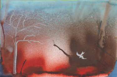 Peinture intitulée "Inkwater 27 L'arbre…" par Claudy, Œuvre d'art originale, Encre