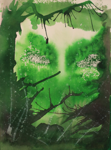 Peinture intitulée "Au coeur de la forêt" par Claudy, Œuvre d'art originale, Encre