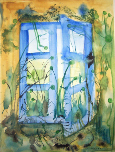 Peinture intitulée "Fenêtre nature" par Claudy, Œuvre d'art originale, Aquarelle