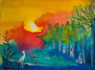 Peinture intitulée "Colordreams-28" par Claudy, Œuvre d'art originale, Encre