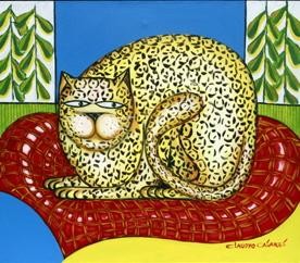 Pintura intitulada "O gato" por Claudyo Casares, Obras de arte originais