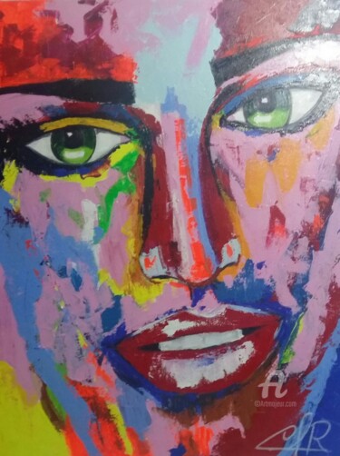 Pintura intitulada "face" por Cláudia Ribeiro Oficial, Obras de arte originais, Acrílico