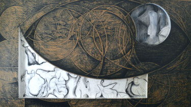 Glimpse (Veiled Surface, Iteration 3) Drawing titled "Glimpse (Veiled Sur…" by Christopher Brown, Original Artwork, Charcoal Mounted on Wood Panel