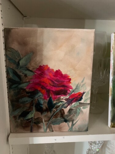Painting titled "Red roses" by Clea Burger, Original Artwork, Oil