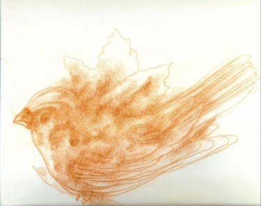 Drawing titled "Bird in red crayon" by Olof Lagerhorn, Original Artwork
