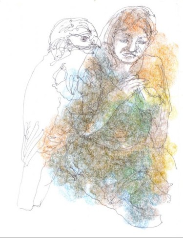 Drawing titled "Woman and bird" by Olof Lagerhorn, Original Artwork