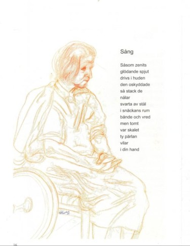 Drawing titled "Woman in wheelchair" by Olof Lagerhorn, Original Artwork