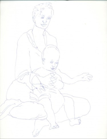 Drawing titled "Woman with infant c…" by Olof Lagerhorn, Original Artwork