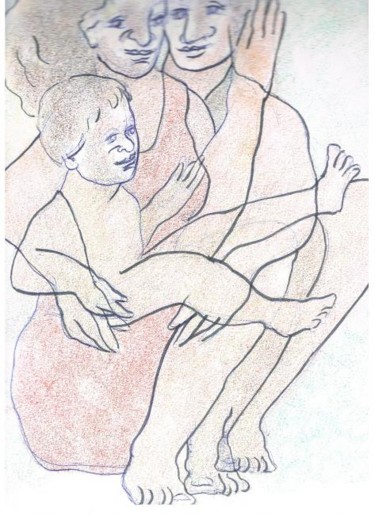 Drawing titled "A family" by Olof Lagerhorn, Original Artwork