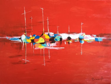Peinture intitulée "Port rouge" par Clémence Leveugle, Œuvre d'art originale, Acrylique