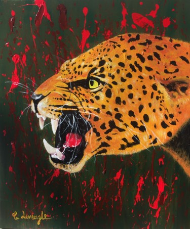 Painting titled "Léopard sauvage" by Clémence Leveugle, Original Artwork, Acrylic