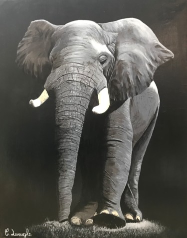 Peinture intitulée "Éléphant" par Clémence Leveugle, Œuvre d'art originale, Acrylique Monté sur Châssis en bois