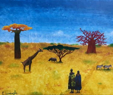 Pittura intitolato "Afrique 1" da Clémence Leveugle, Opera d'arte originale, Acrilico Montato su Telaio per barella in legno