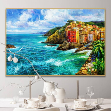 Painting titled "Cinque Terre Riomag…" by Clelia Molinari, Original Artwork, Oil