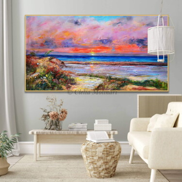 Painting titled "Coastal Serenity" by Clelia Molinari, Original Artwork, Oil