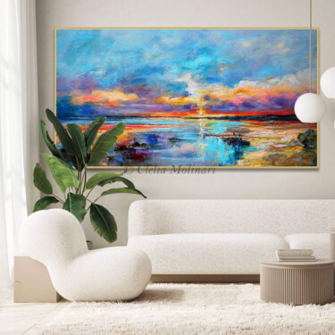 Painting titled "Coastal Radiance" by Clelia Molinari, Original Artwork, Oil