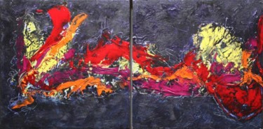 Peinture intitulée "vague de couleur" par Clem, Œuvre d'art originale