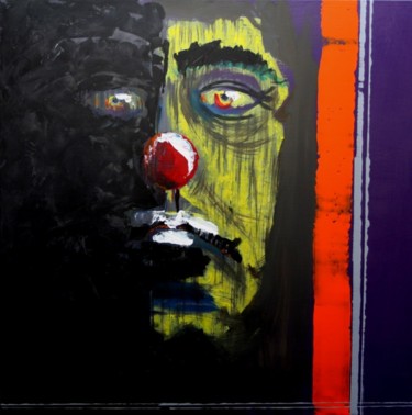 Peinture intitulée "le clown vert" par Clem, Œuvre d'art originale