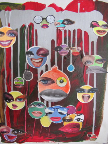Collages intitolato "Tu souris torve 2" da Clémence Bedu, Opera d'arte originale, Collages