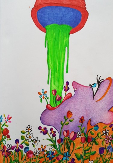 Dessin intitulée "Visualisation 1" par Clémence Bedu, Œuvre d'art originale, Crayon