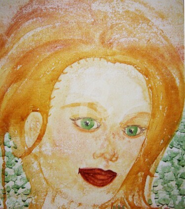 Painting titled "Femme Blonde" by Clémence C., Original Artwork, Tempera
