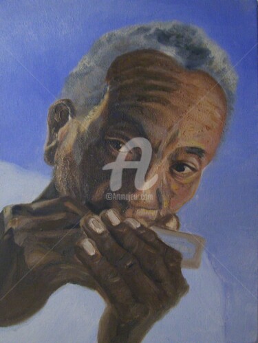 Peinture intitulée "Vieil Homme à l'Har…" par Clémence C., Œuvre d'art originale, Huile