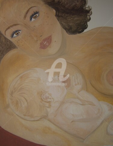 Peinture intitulée "Maternité" par Clémence C., Œuvre d'art originale, Huile