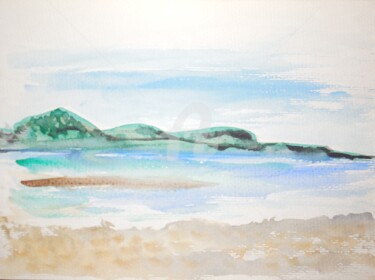 Painting titled "Plage" by Clémence C., Original Artwork, Watercolor