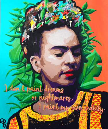 Schilderij getiteld "Frida Kahlo" door Clémence Powney, Origineel Kunstwerk, Acryl