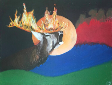 Painting titled "Feuer" by Clemens Teichmann, Original Artwork, Acrylic