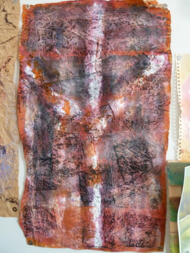 Schilderij getiteld "crucifixion en rouge" door Clément Barut, Origineel Kunstwerk, Acryl
