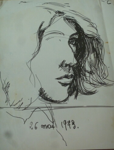 Рисунок под названием "autoportrait 1973" - Clément Barut, Подлинное произведение искусства, Маркер