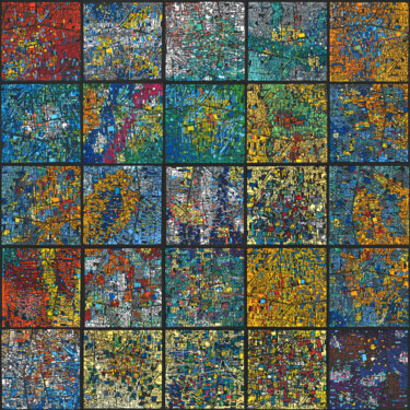 Peinture intitulée "Montage Square" par Clément Delerot, Œuvre d'art originale, Acrylique