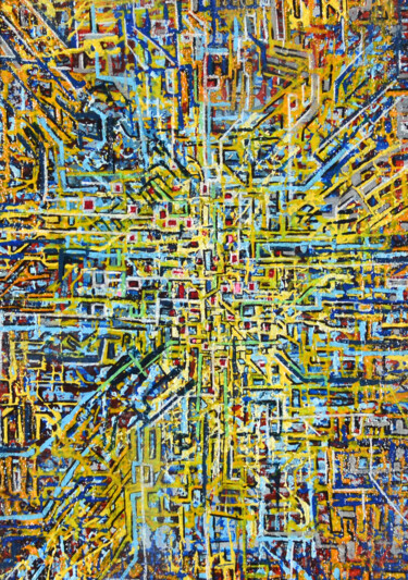 Painting titled "Network2" by Clément Delerot, Original Artwork, Acrylic