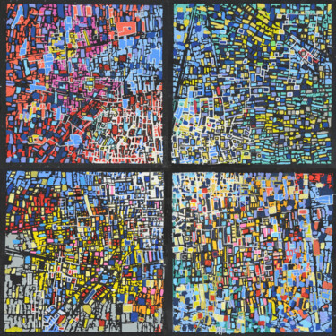 Картина под названием "Square Zero" - Clément Delerot, Подлинное произведение искусства, Акрил Установлен на Деревянная пане…