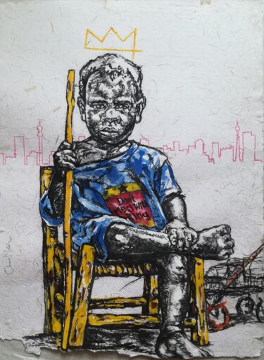 Drawing titled ""Born To Conquer"" by Clement Mohale, Original Artwork, Acrylic