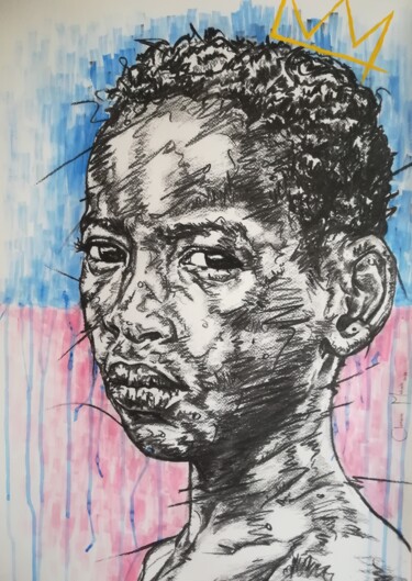 Drawing titled ""Beholder"" by Clement Mohale, Original Artwork, Charcoal