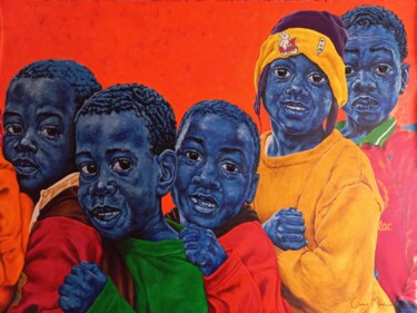 Painting titled ""Childhood memories…" by Clement Mohale, Original Artwork, Oil