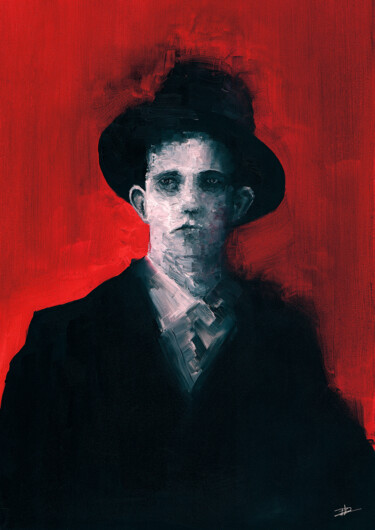 Peinture intitulée "Man with a hat" par Clement Scarpi, Œuvre d'art originale, Huile Monté sur Châssis en bois