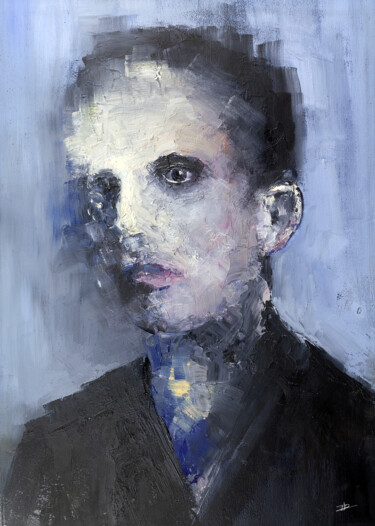 Painting titled "Portrait XIV" by Clement Scarpi, Original Artwork, Oil Mounted on Wood Panel