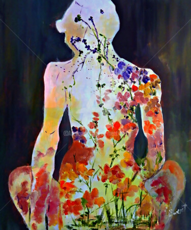 Peinture intitulée "O-The Nude in Back" par Clement Tsang, Œuvre d'art originale, Huile