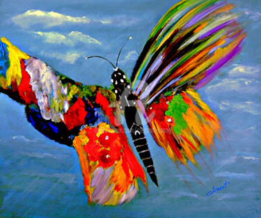 Pintura intitulada "The Colorful Happy…" por Clement Tsang, Obras de arte originais, Óleo
