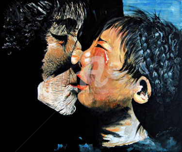 Malerei mit dem Titel "O-A Poor Couple - T…" von Clement Tsang, Original-Kunstwerk, Öl