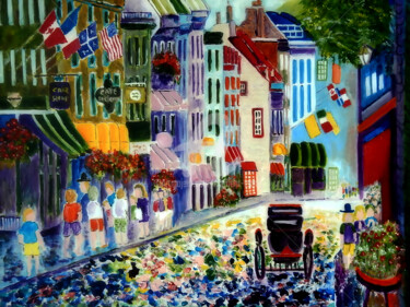 Pittura intitolato "Quebec Street Scene…" da Clement Tsang, Opera d'arte originale, Acrilico