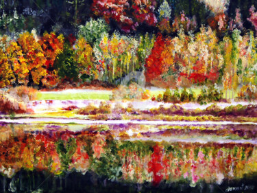 Malerei mit dem Titel "River and Forest" von Clement Tsang, Original-Kunstwerk, Acryl