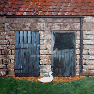 Painting titled "White Duck in front…" by Clement Tsang, Original Artwork, Acrylic