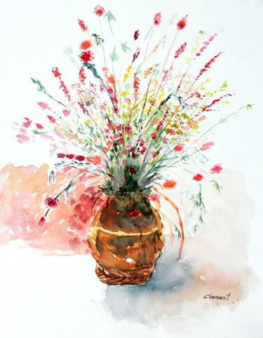 Картина под названием "W-Flower Arrangement" - Clement Tsang, Подлинное произведение искусства, Акварель