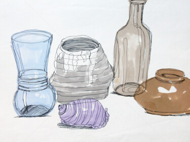绘画 标题为“Bottles” 由Clement Tsang, 原创艺术品, 水彩