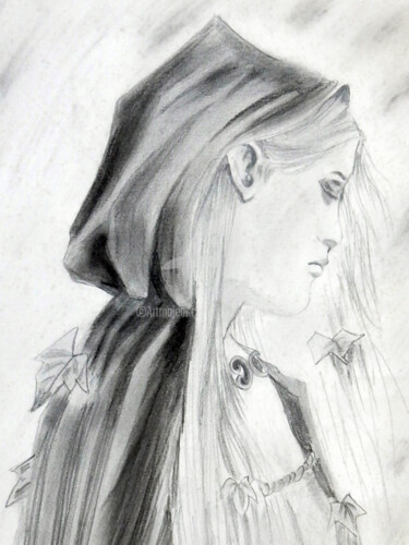 Drawing titled "My Lovely Lady" by Clement Tsang, Original Artwork, Charcoal