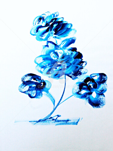 Ζωγραφική με τίτλο "W-Blue Tree" από Clement Tsang, Αυθεντικά έργα τέχνης, Ακουαρέλα